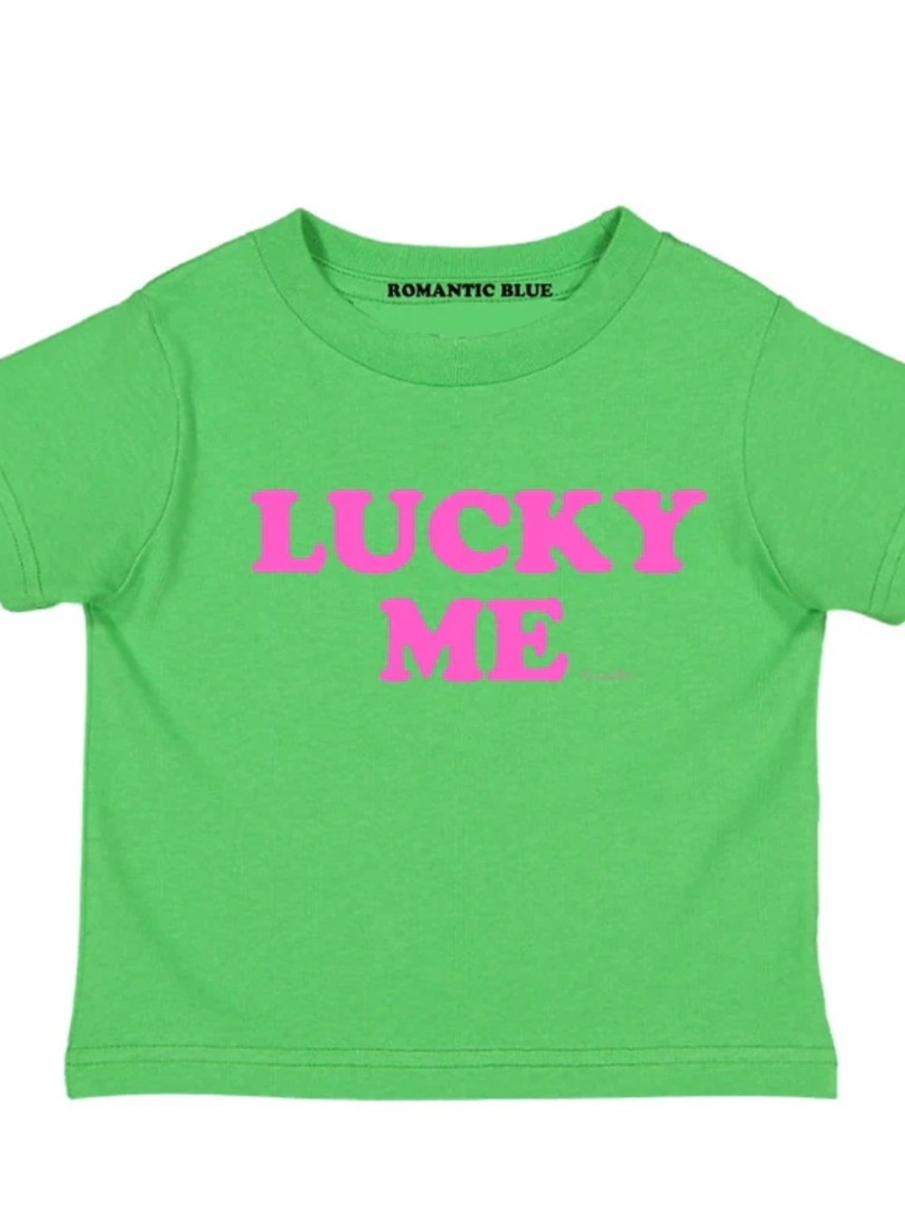Romantic Blue “Lucky Me” green pink printed shirt